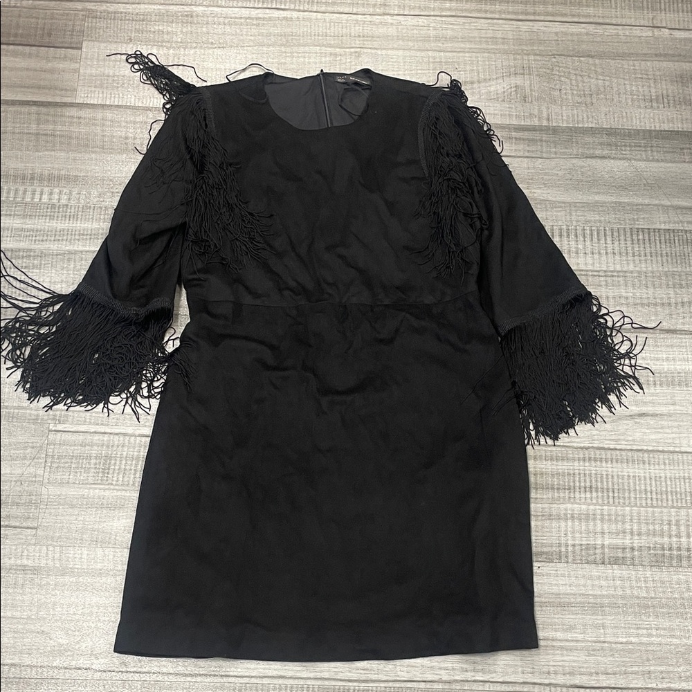 Zara Black Long Sleeve Fringe Dress